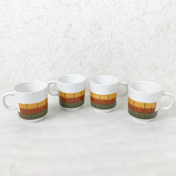 Vintage Other - ☀️SALE☀️ Casual Ceram 4 Galaxy Cups Mugs Japan 1970s Stoneware Southwest Boho